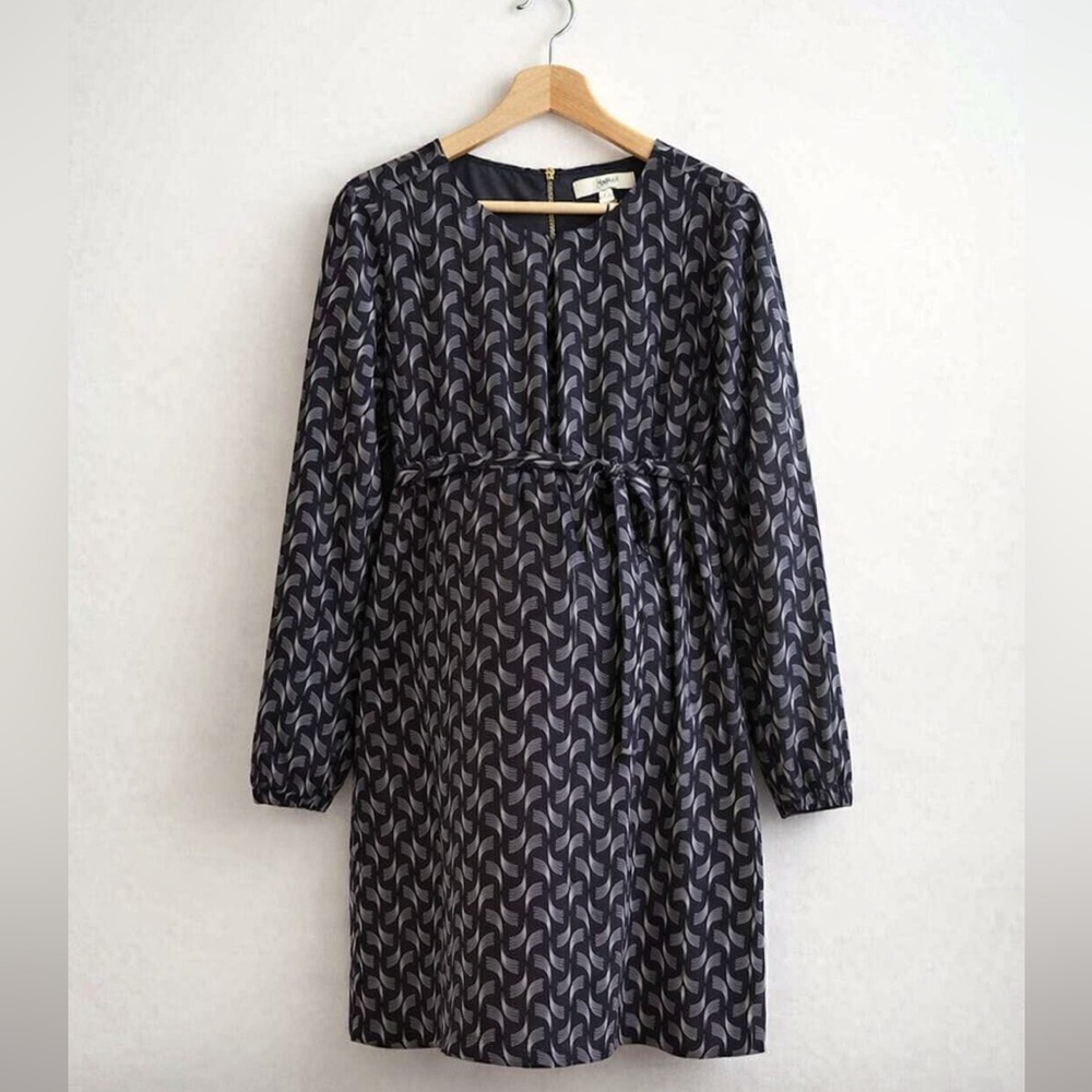 [L] RIPE Maternity Dress Soundwave Tunic Black White Large Long Sleeve Shift